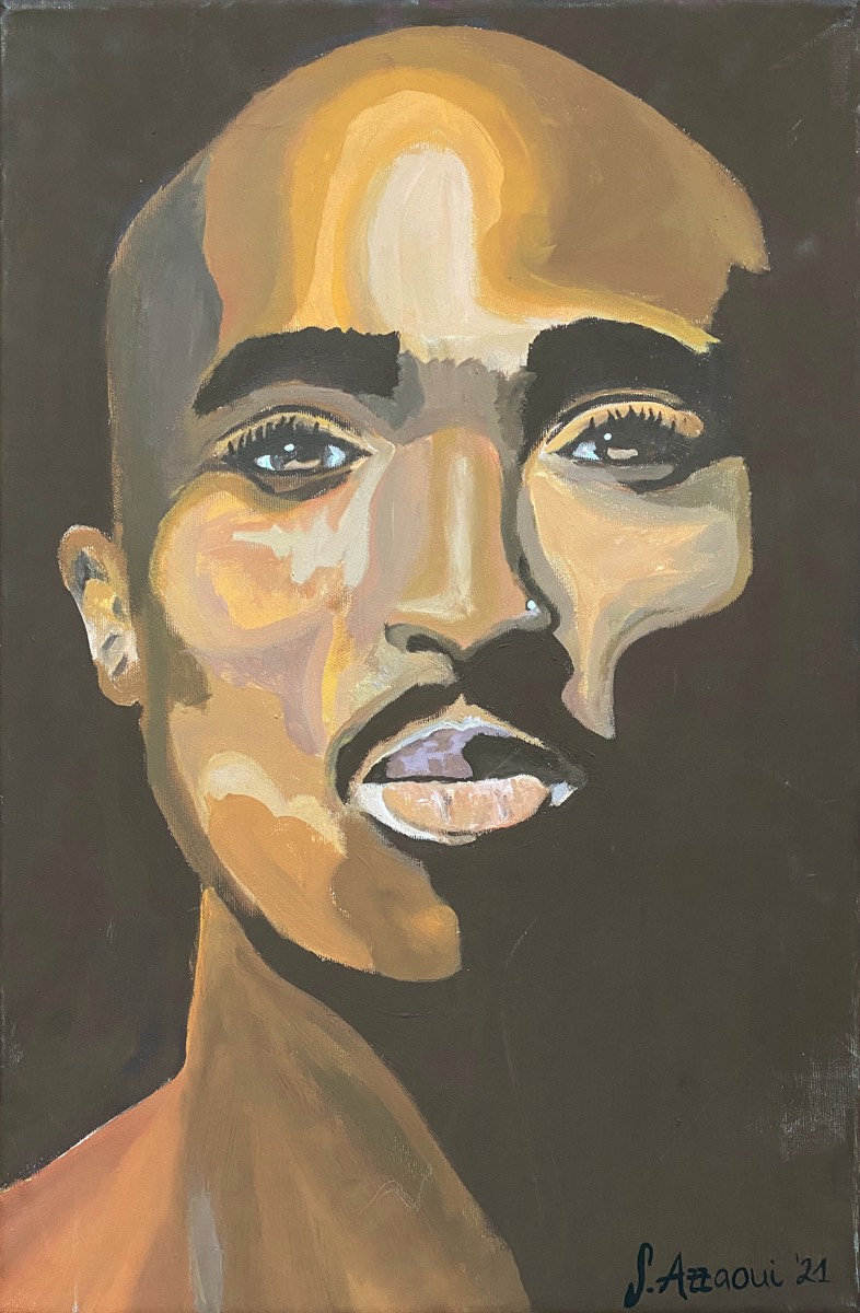 Sundus Azzaoui, 2Pac Shakur, Acryl auf Leinwand