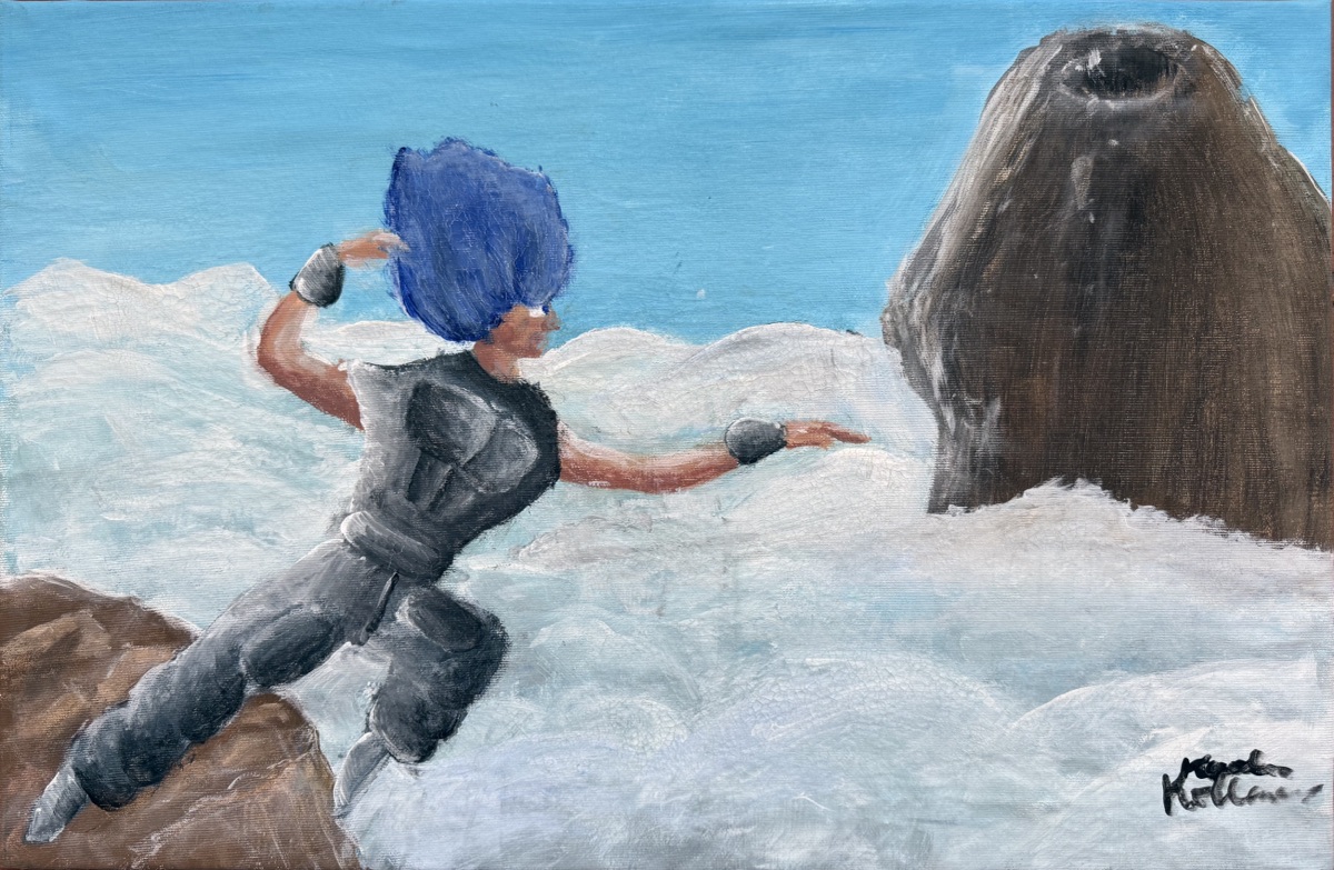 Karla Kollmer, 10 Jahre, Über den Wolken, Gouache