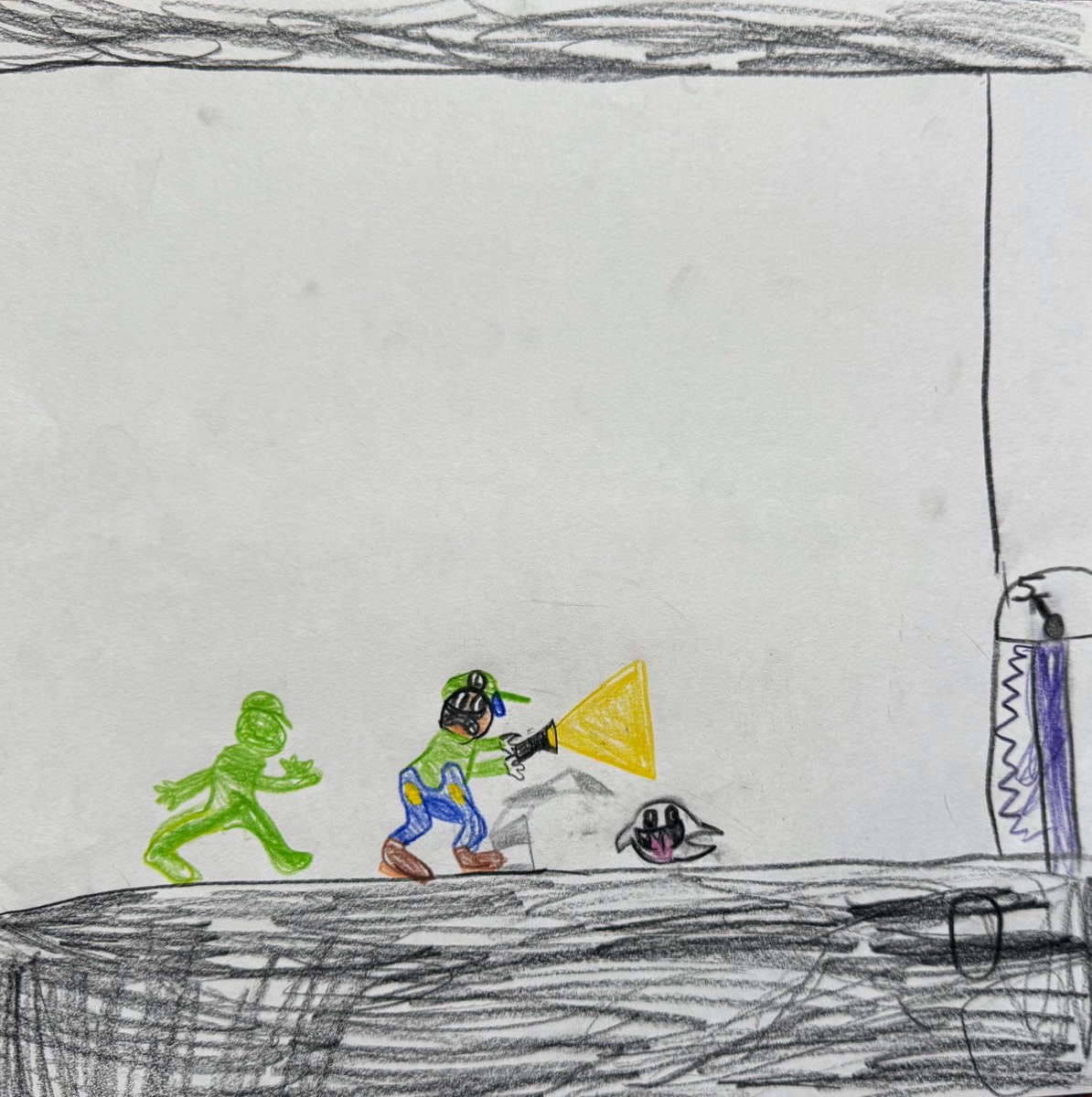 Noah Williams, 7 Jahre, Liugis Menschen, Buntstift