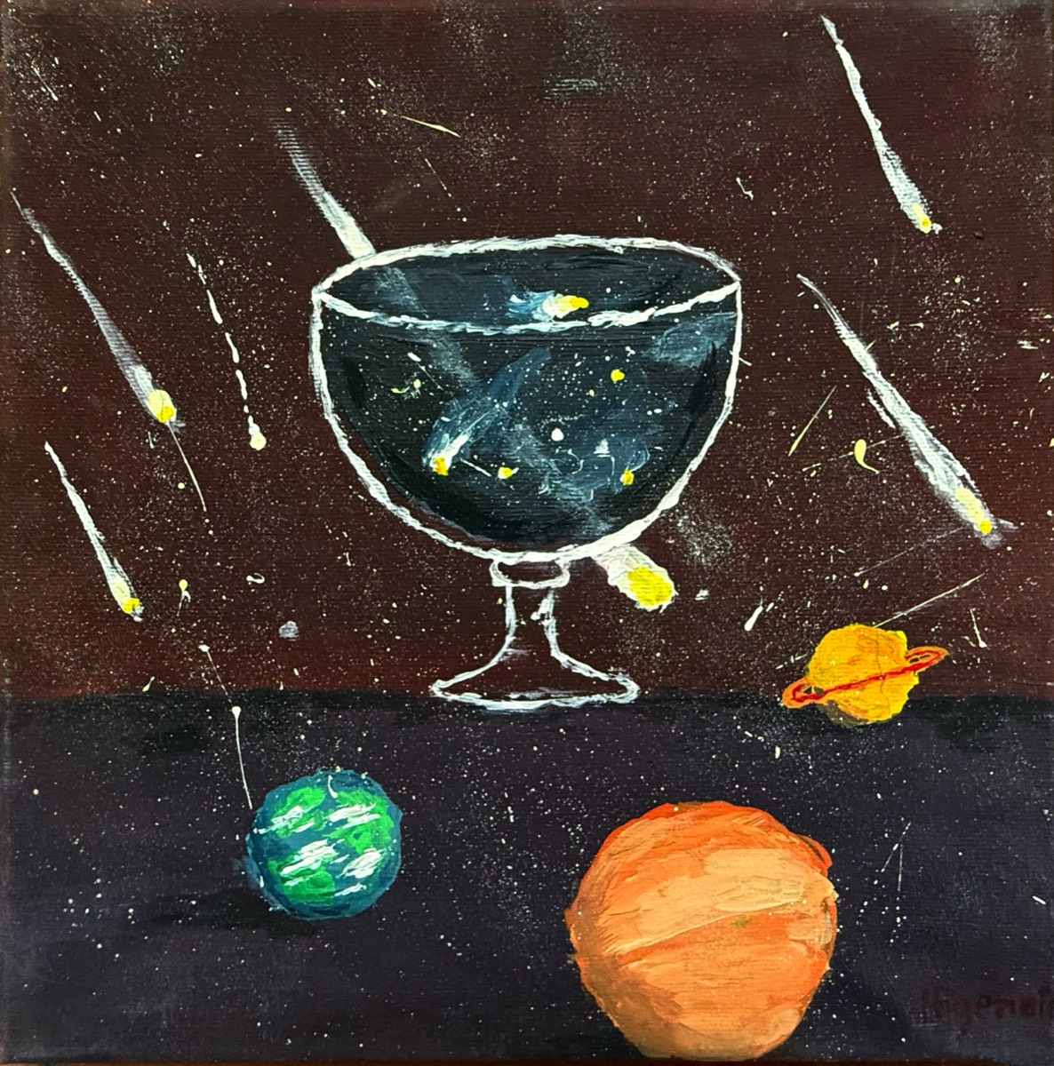 Ifigeneia Ktenopoulou, 13 Jahre, Das Universum im Glas, Gouache 