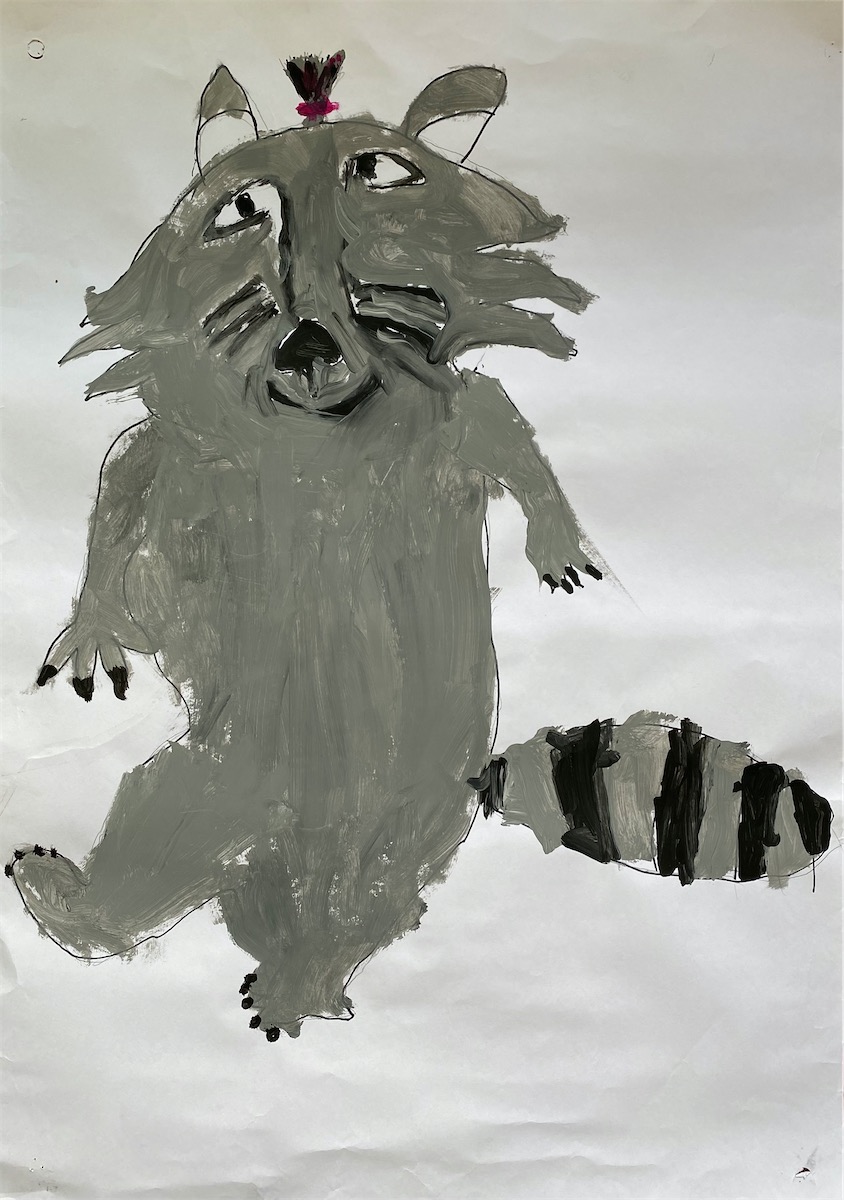 Lotte Beyer, 8 Jahre, Der Waschbär, Gouache